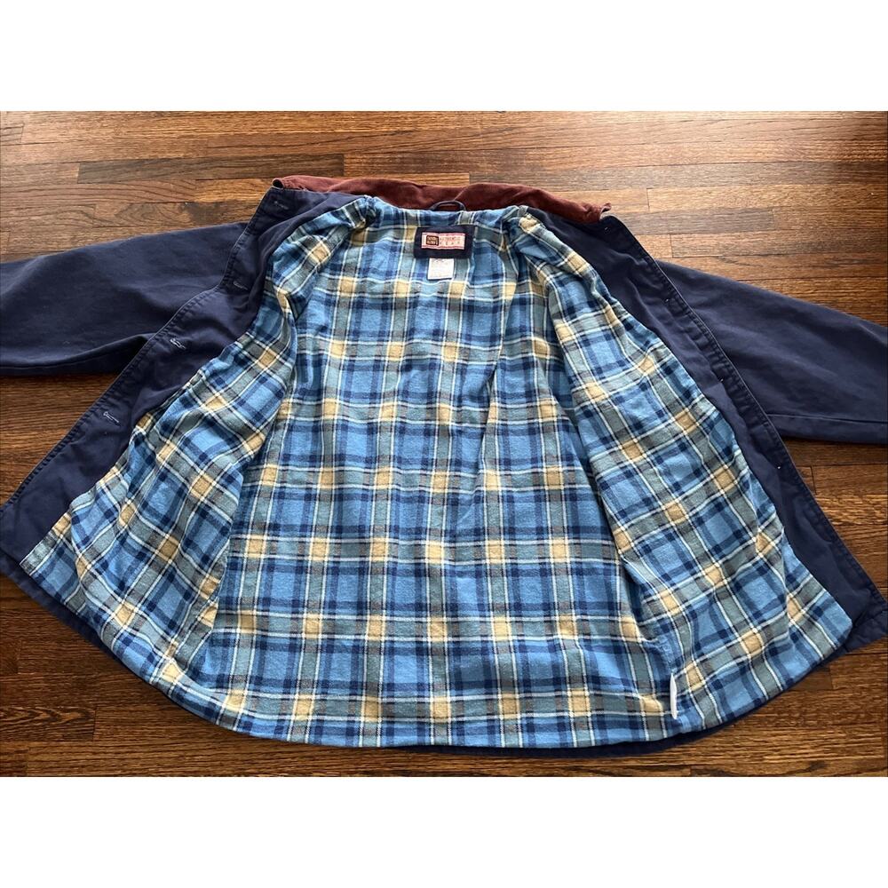 VTG Faded Glory Navy Corduroy Collar Plaid Lined Barn Jacket Women Medium - Picture 9 of 11